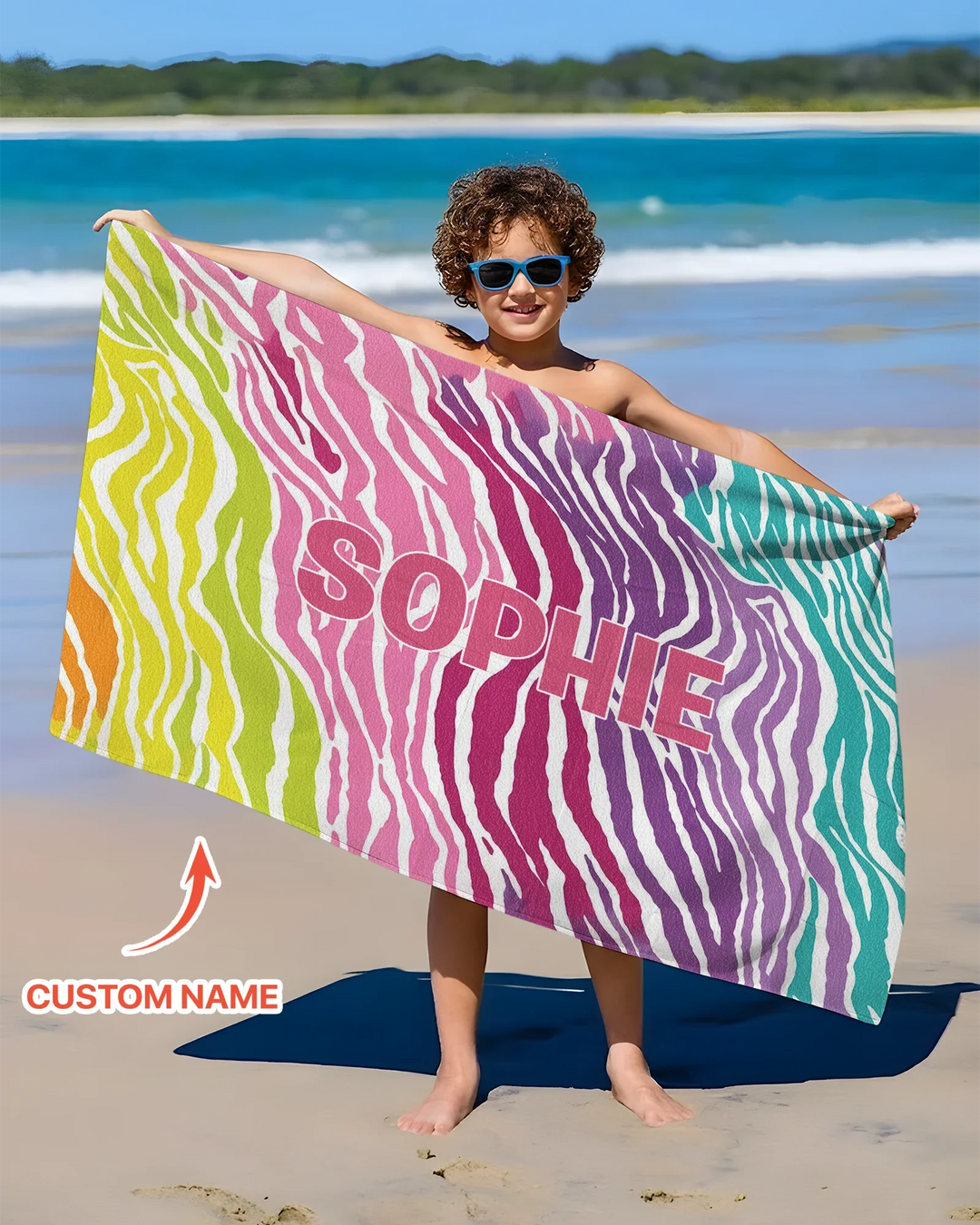 Custom Name Pretty Pattern Bamboo Beach Towel