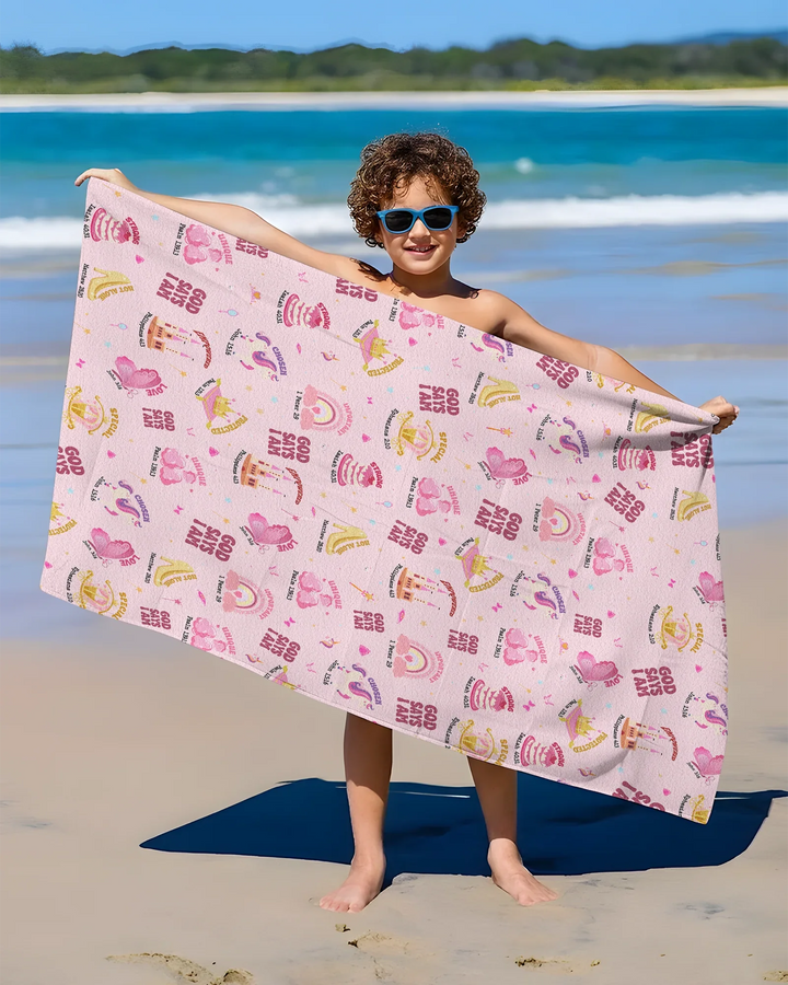 God Says I Am Girl Bamboo Beach Towel