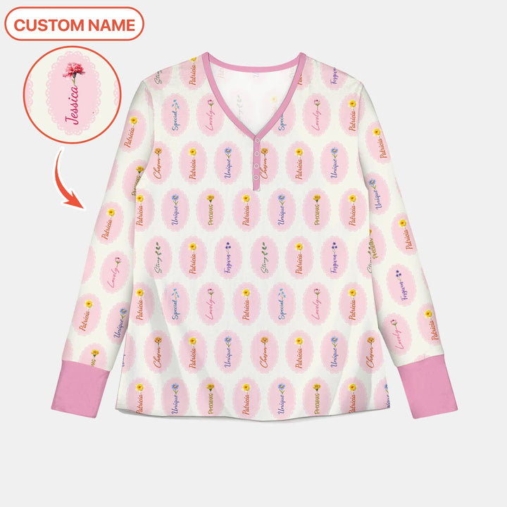 God Says I Am Birthmonth Flowers Custom Name Bamboo Women Pajama Set