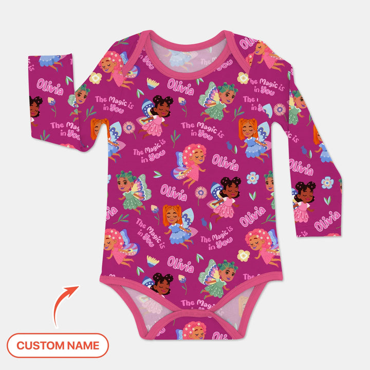 Little Garden Fairy Custom Name Bamboo Bodysuit