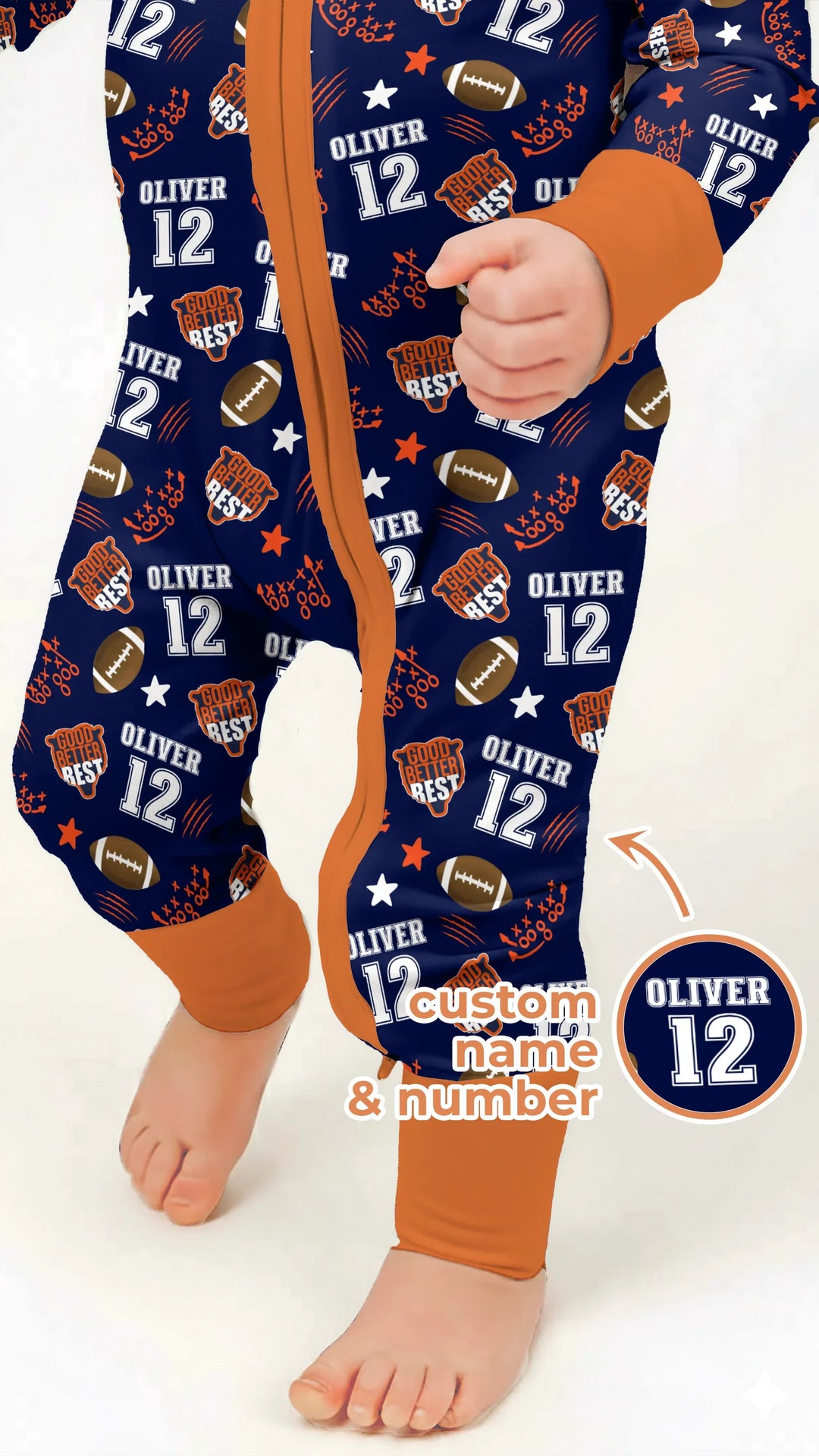Custom Name Football Good Better Best Bamboo Convertible Zippy