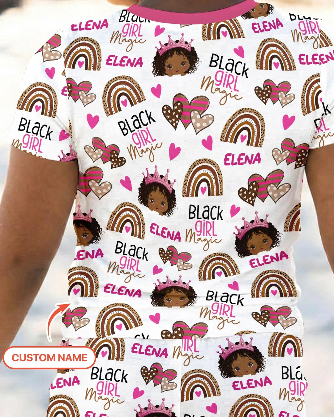Custom Name Black Girl Magic Bamboo Two Piece Short Sleeve Shorts Pajama Set