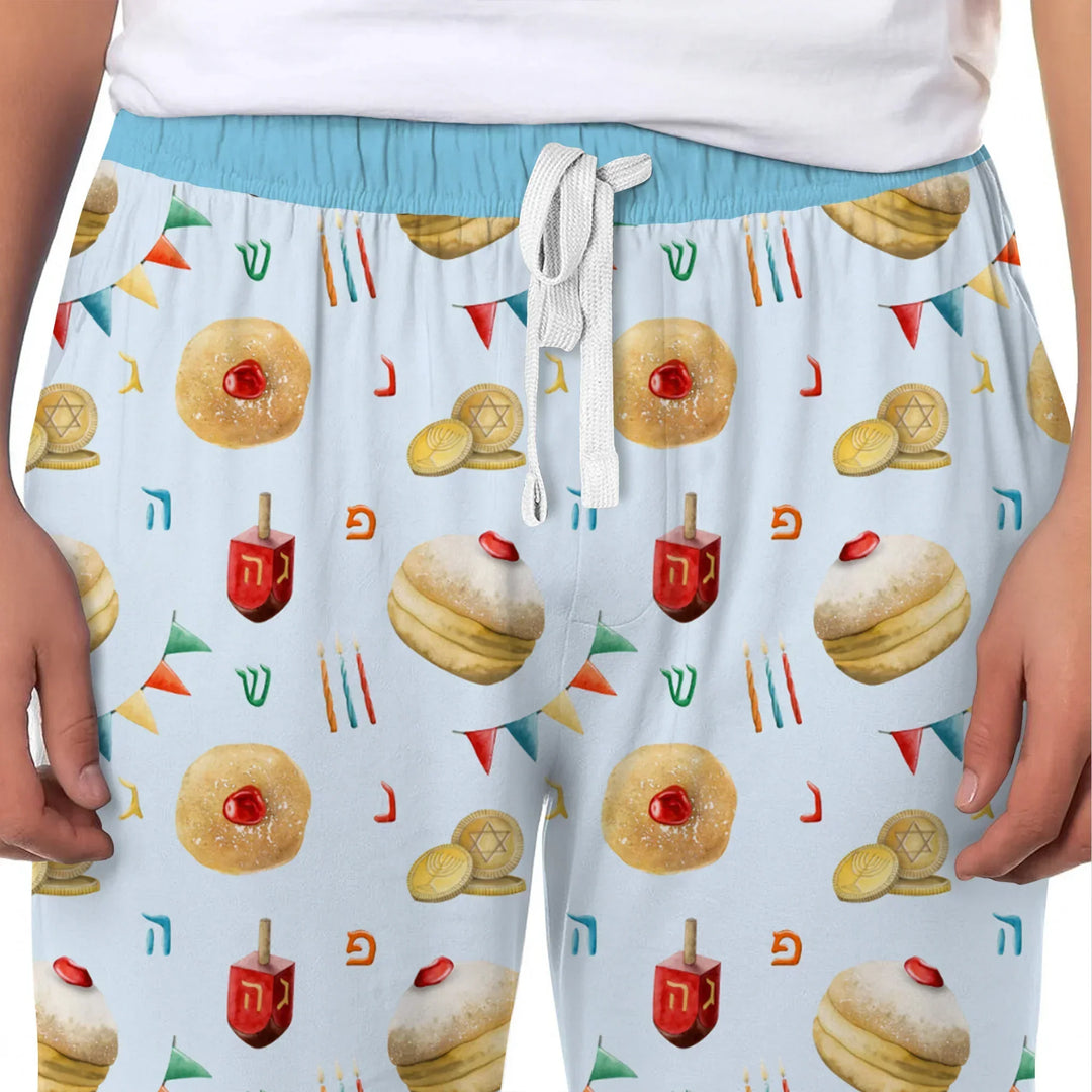 Hanukkah Donuts Men's Pajama Set , Hanukkah Donuts Men's Pajama Set - Only Shirt / XS / Blue