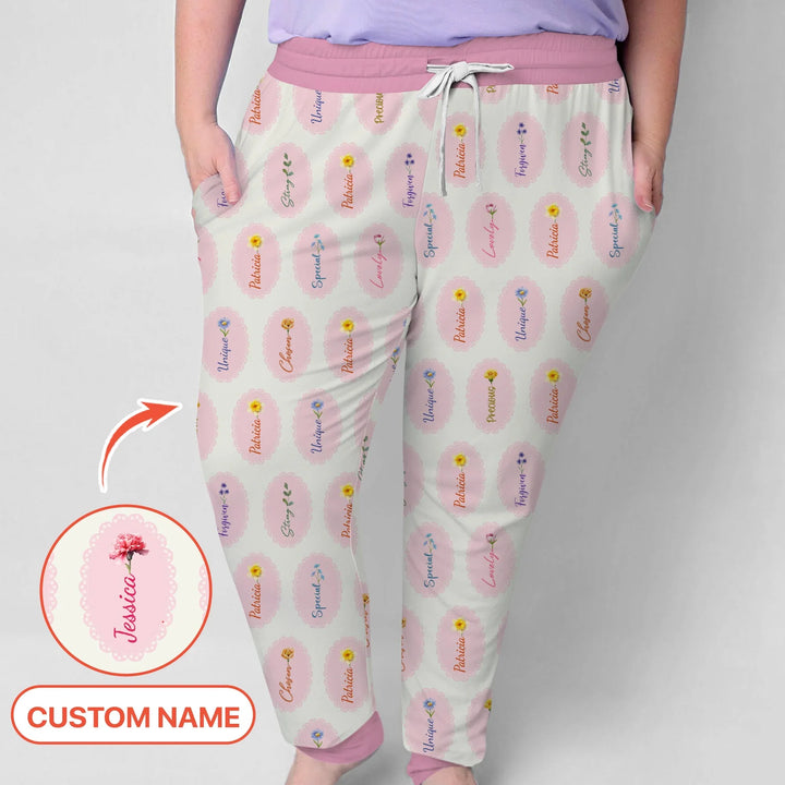 God Says I Am Birthmonth Flowers Custom Name Bamboo Women Pajama Set