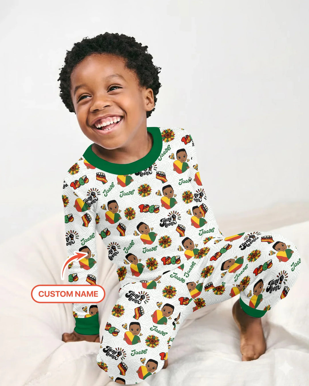 Custom Name Bloom in Freedom Bamboo Two Piece Long Sleeve Pajama Set