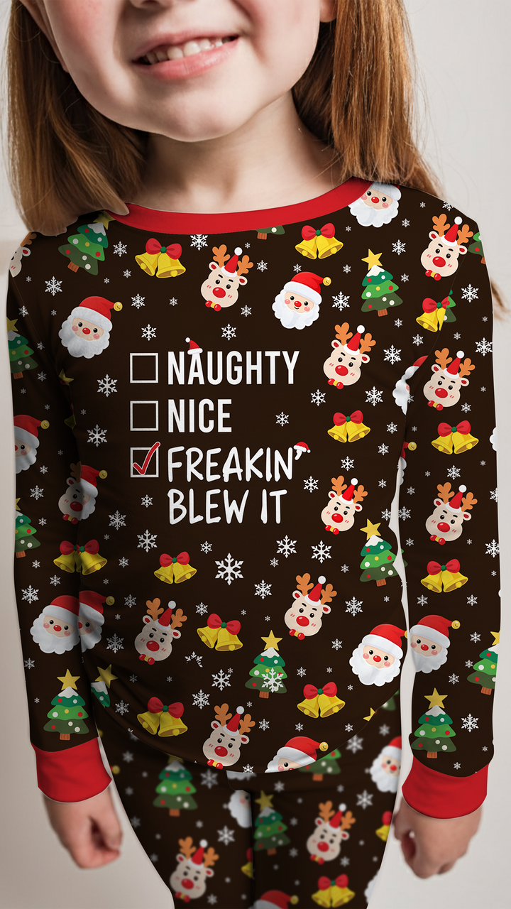 Santa Naughty Nice Bamboo Two Piece Long Sleeve Pajama Set