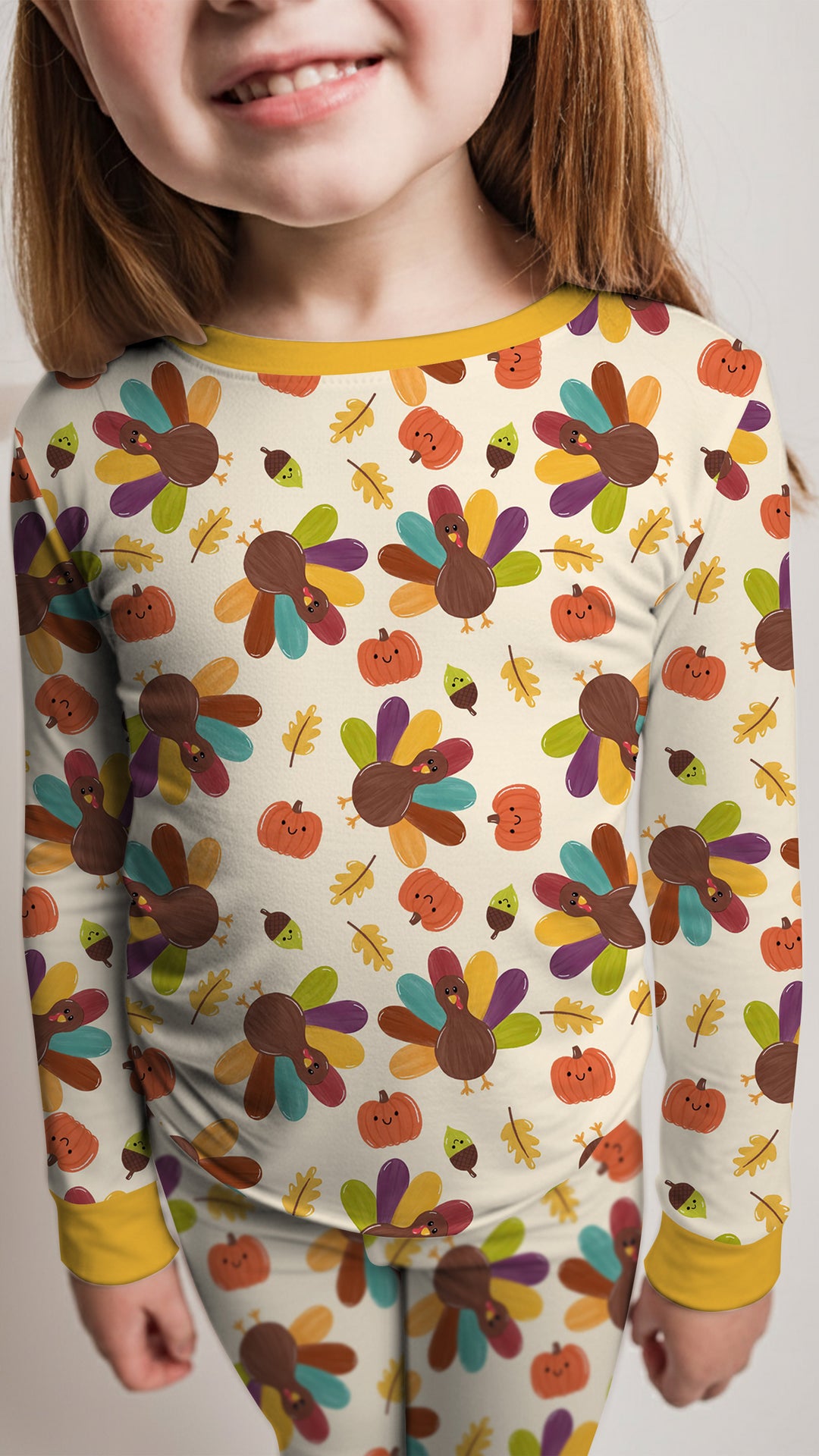 Thankful Turkey Days Bamboo Two Piece Long Sleeve Pajama Set