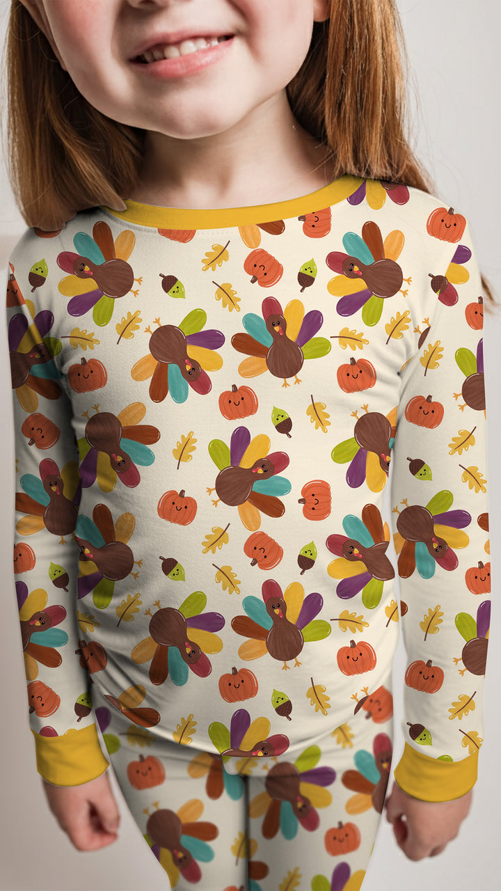 Thankful Turkey Days Bamboo Two Piece Long Sleeve Pajama Set