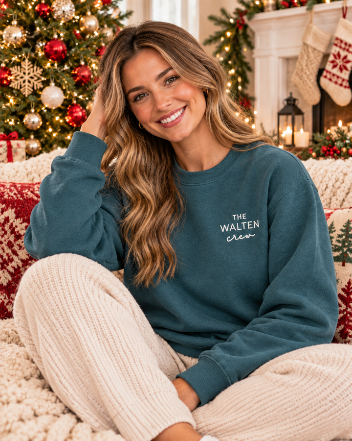 Custom Family Crew Embroidered Bamboo Women Crewneck Sweatshirt