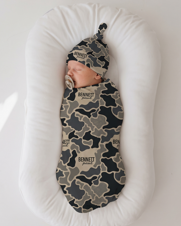Custom Name Little Camo Scout Bamboo Swaddle Blanket