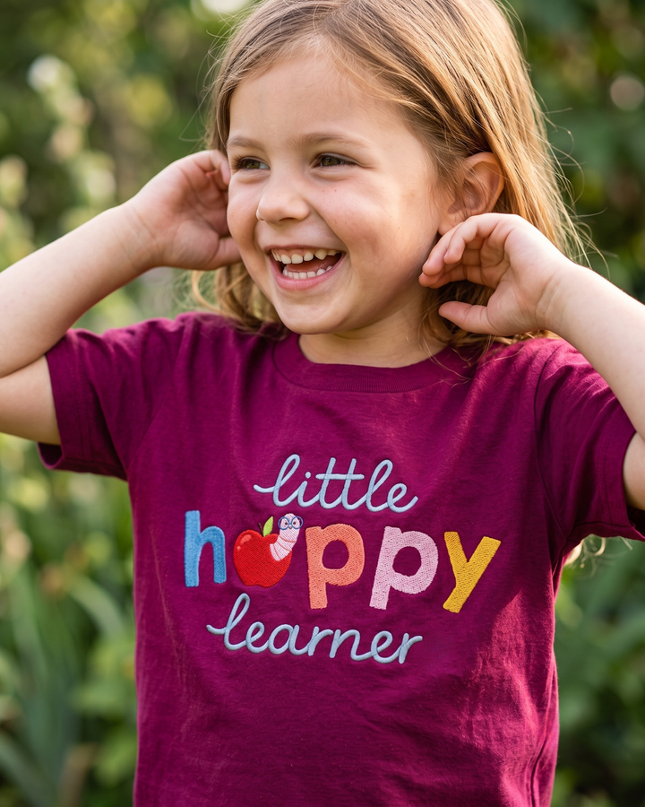 Little Happy Learner Embroidered Bamboo Crewneck T-Shirt