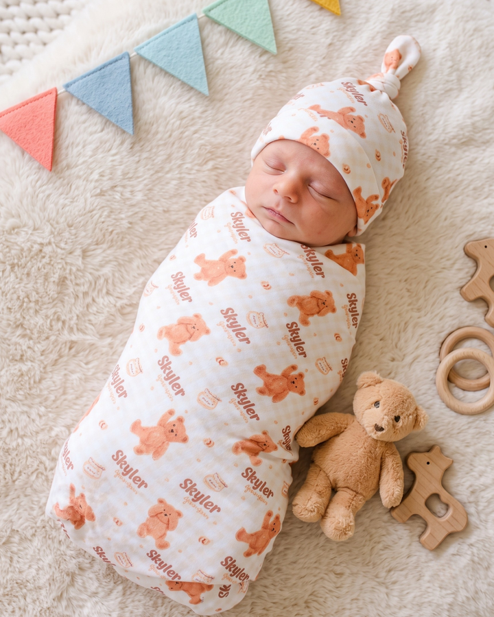 Sweet Honey Bear Bamboo Swaddle Blanket