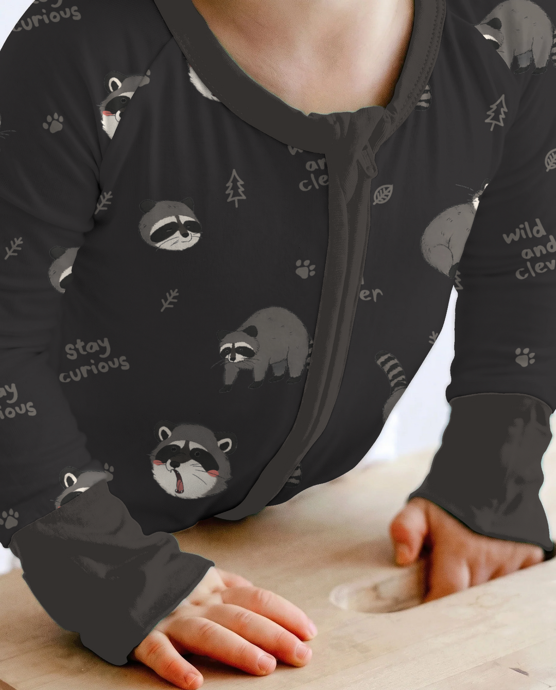Wild And Clever Raccoons Bamboo Convertible Zipper Romper