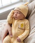 Baby Chick Embroidered Bamboo Zipper Footie