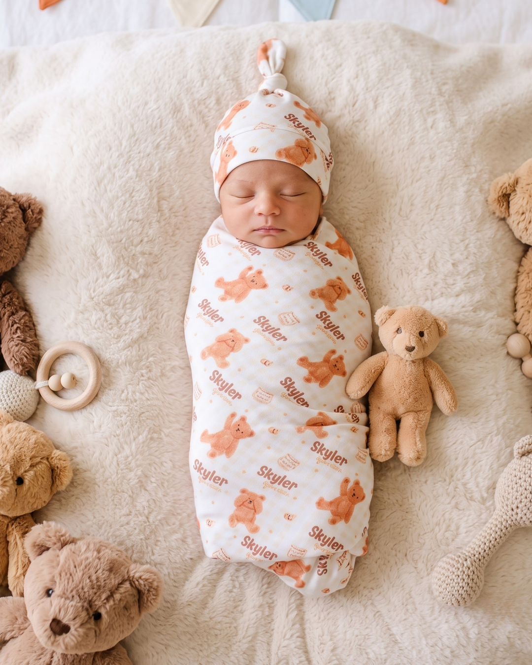 Sweet Honey Bear Bamboo Swaddle Blanket