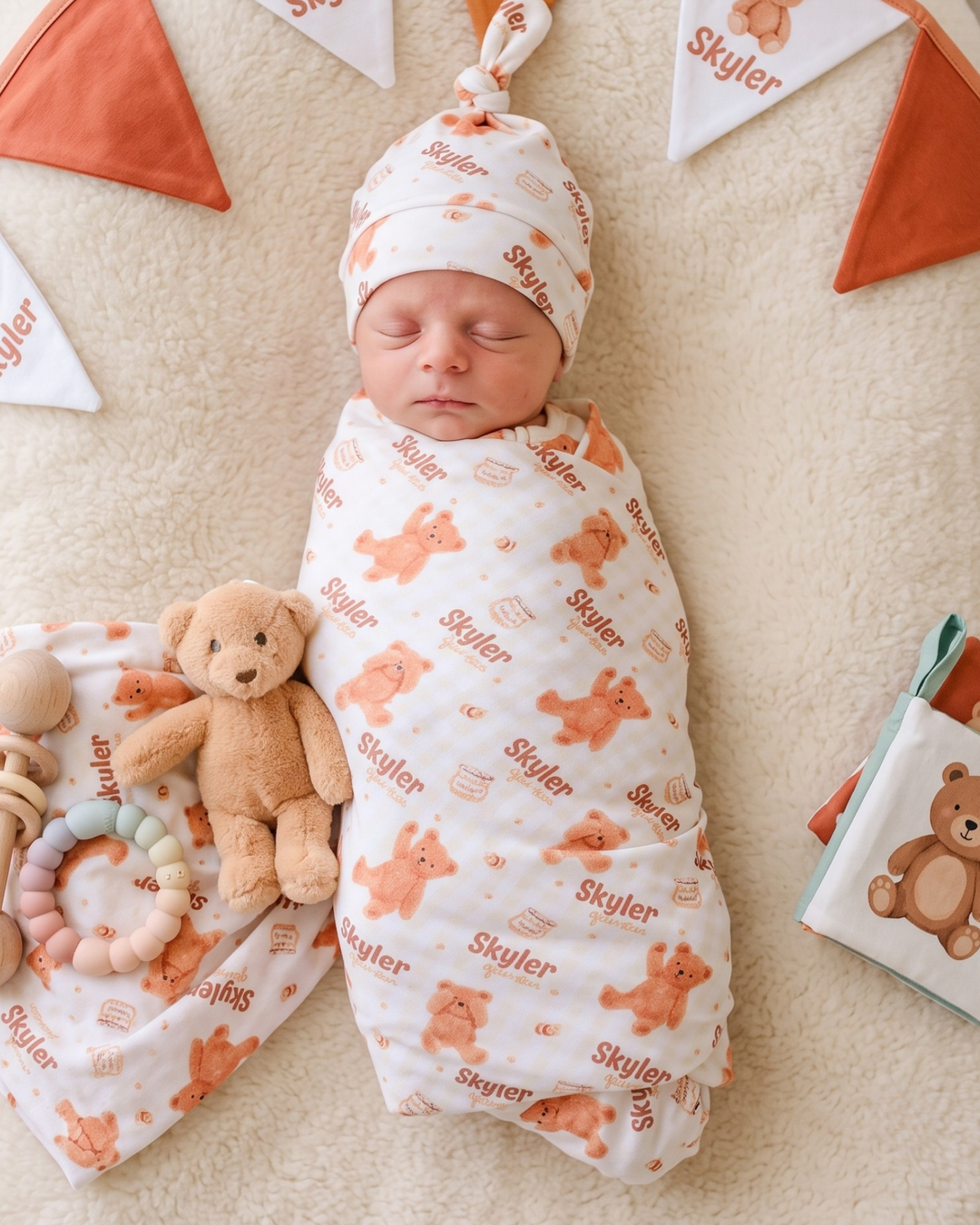 Sweet Honey Bear Bamboo Swaddle Blanket