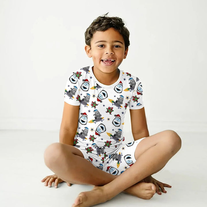 White Monster Bamboo Outfit for Kids – Fun and Fearless , White Monster Bamboo Outfit for Kids – Fun and Fearless - Kids / Long Pajama / 3XS