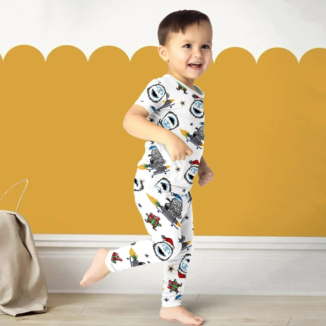 White Monster Bamboo Pajama for Baby – Soft , White Monster Bamboo Pajama for Baby – Soft - Long Pajama / 12-18M