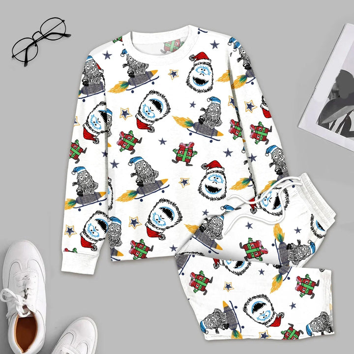 White Monster Bamboo Outfit for Men – Playful and Comfy , White Monster Bamboo Outfit for Men – Playful and Comfy - Men / Long Pajama / XS