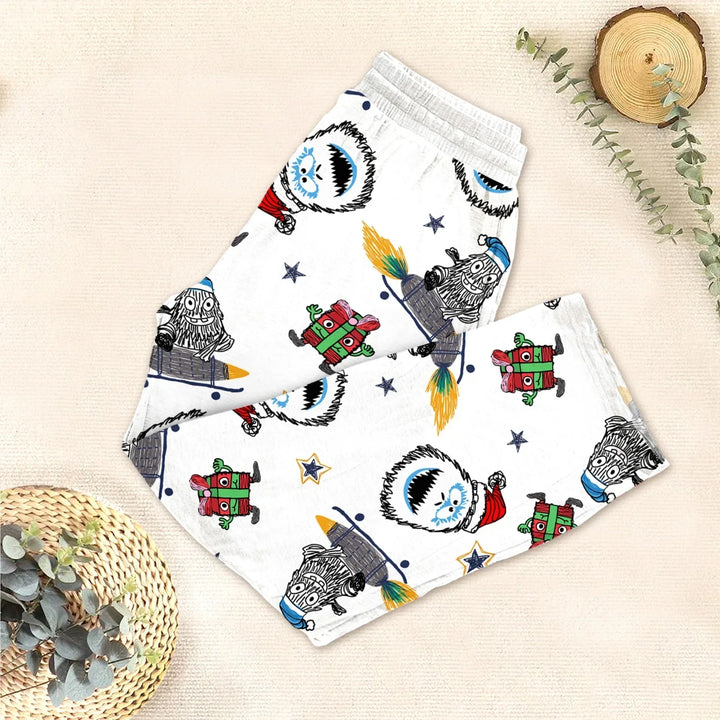 White Monster Bamboo Outfit for Kids – Fun and Fearless , White Monster Bamboo Outfit for Kids – Fun and Fearless - Kids / Long Pants / 3XS