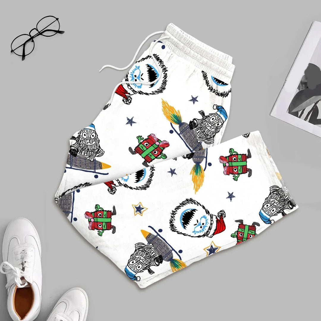 White Monster Bamboo Outfit for Men – Playful and Comfy , White Monster Bamboo Outfit for Men – Playful and Comfy - Men / Long Pants / XS