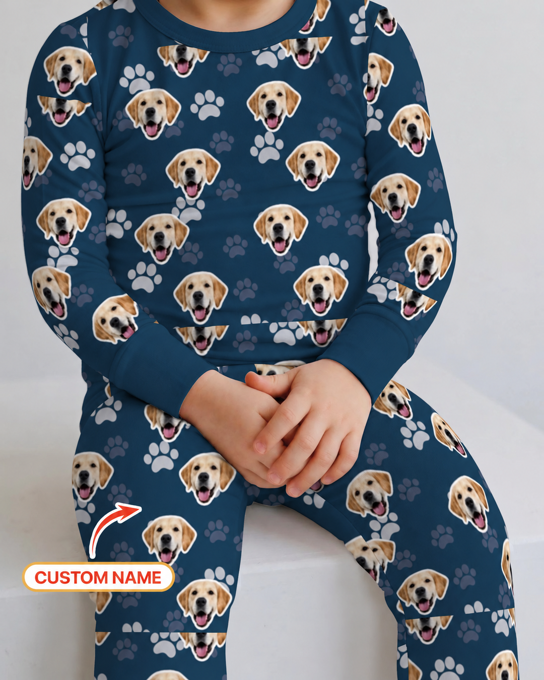 Personalized Dog & Cat Photo Bamboo Two Piece Long Sleeve Pajama Set