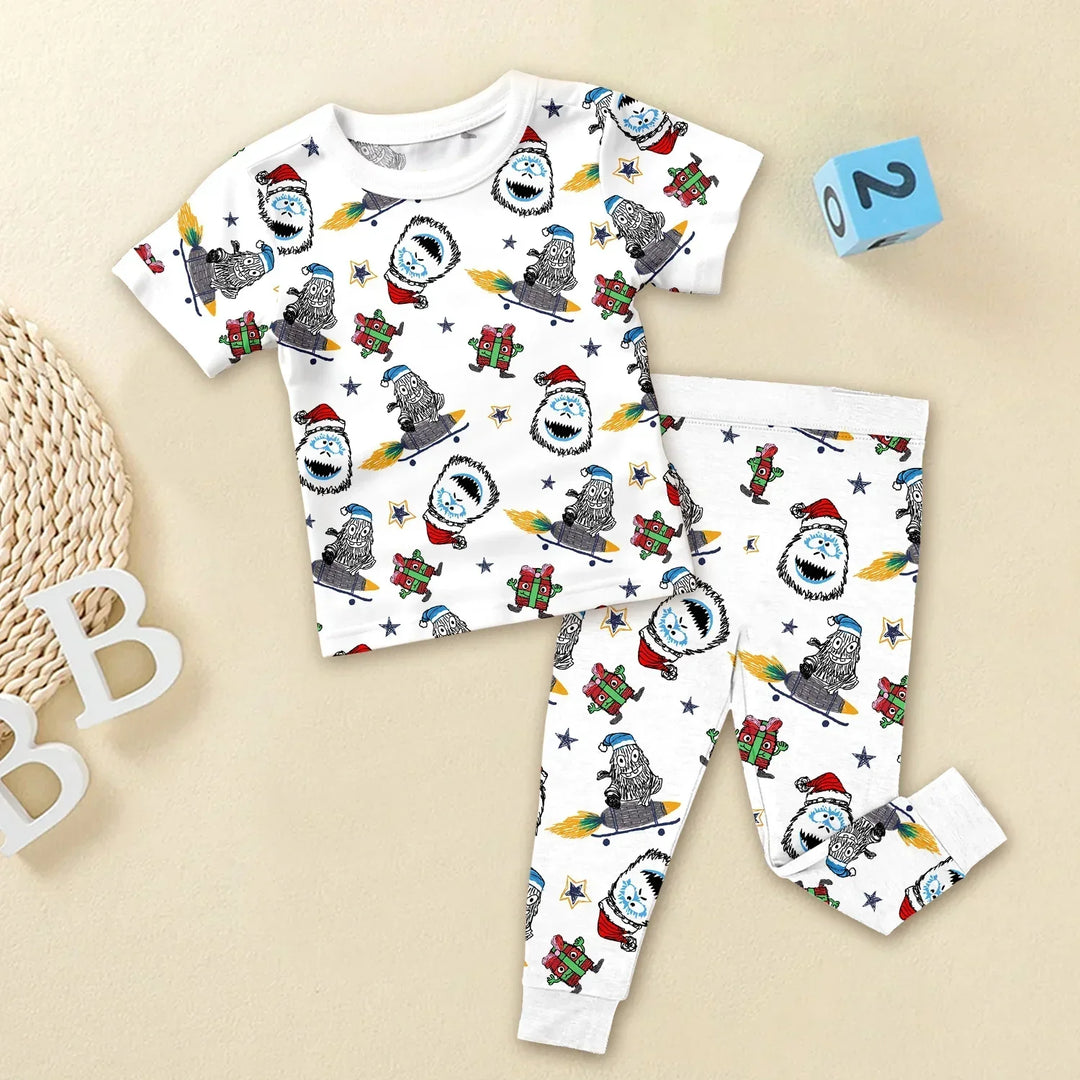 White Monster Bamboo Pajama for Baby – Soft , White Monster Bamboo Pajama for Baby – Soft - Mix Pajama / 12-18M