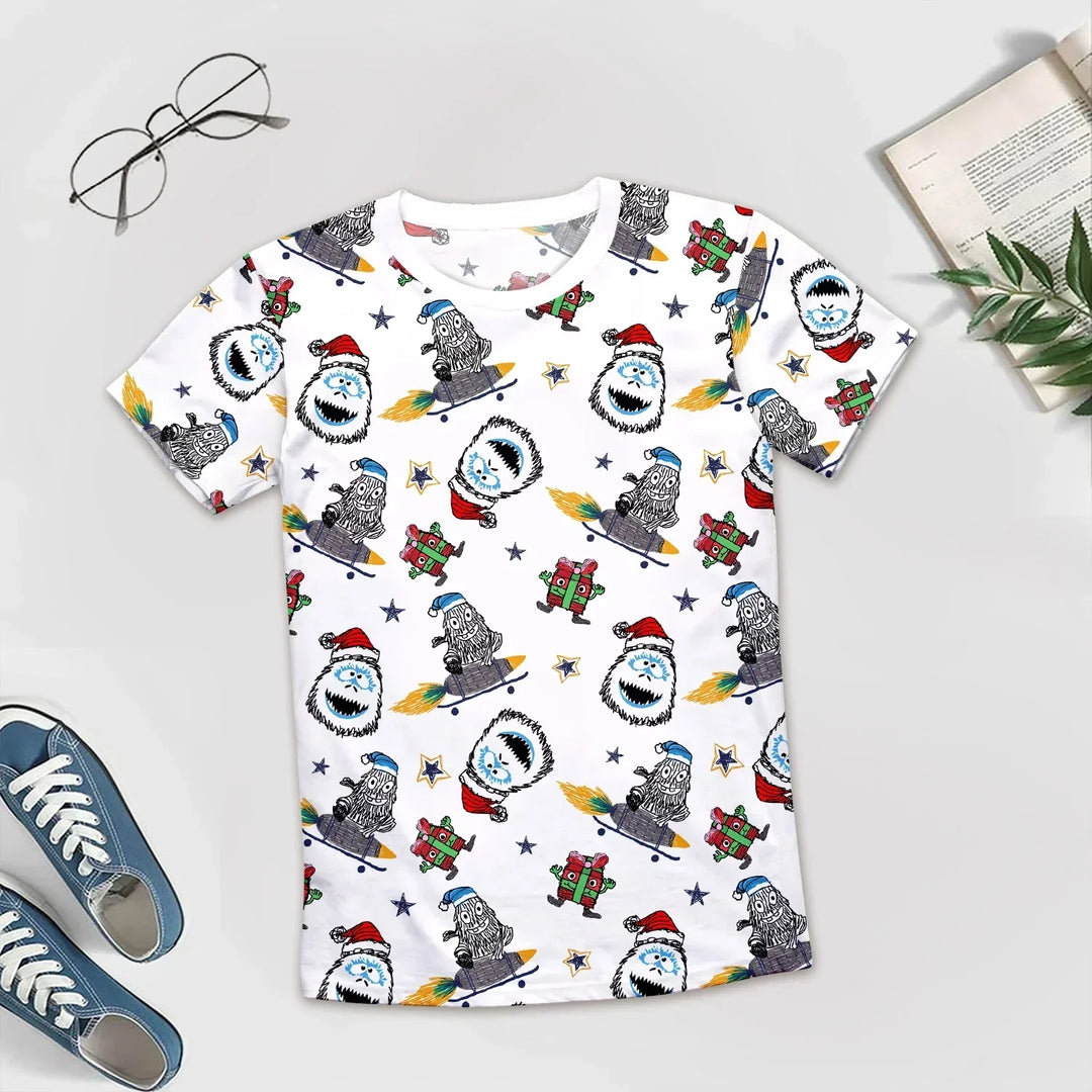 White Monster Bamboo Outfit for Men – Playful and Comfy , White Monster Bamboo Outfit for Men – Playful and Comfy - Men / Short Sleeve Pajama Top / XS