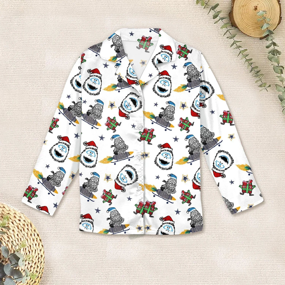 White Monster Bamboo Outfit for Kids – Fun and Fearless , White Monster Bamboo Outfit for Kids – Fun and Fearless - Kids / Pajama Shirt / 3XS