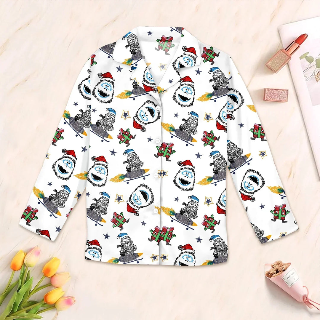White Monster Bamboo Outfit for Women – Bold and Cozy , White Monster Bamboo Outfit for Women – Bold and Cozy - Women / Pajama Shirt / S