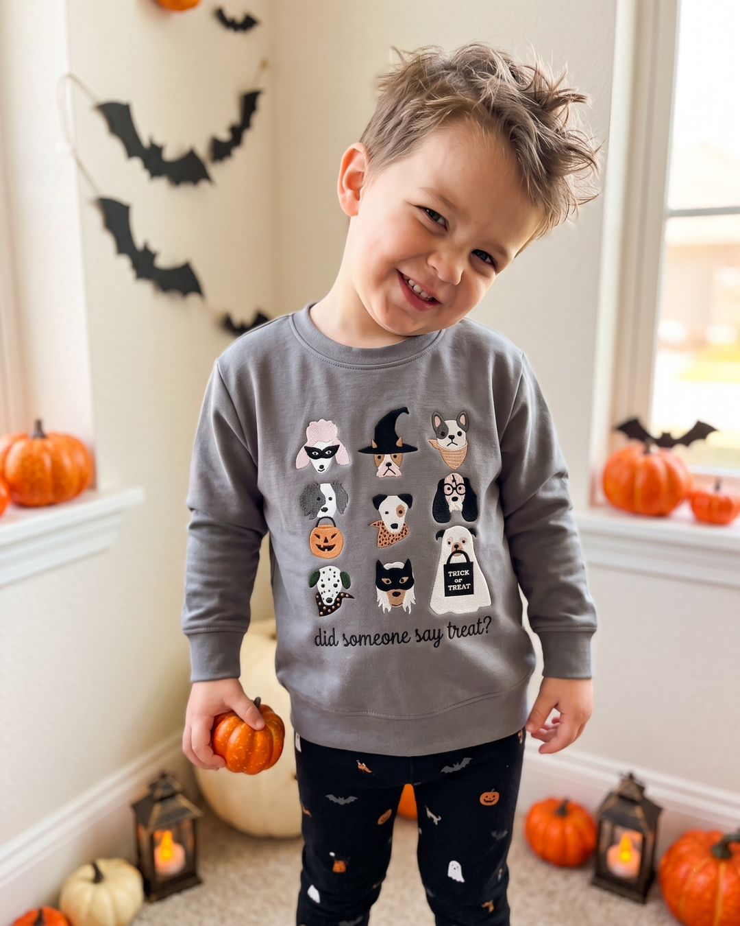 Spooky Pup Crew Embroidered Bamboo Crewneck Sweatshirt