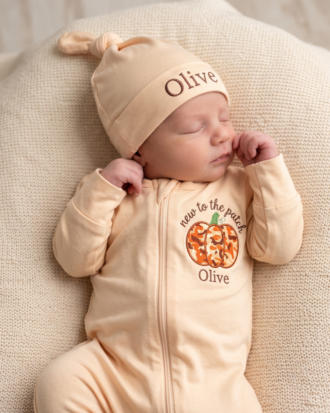 Custom Name New To The Pumpkin Patch Applique Embroidered Bamboo Hat