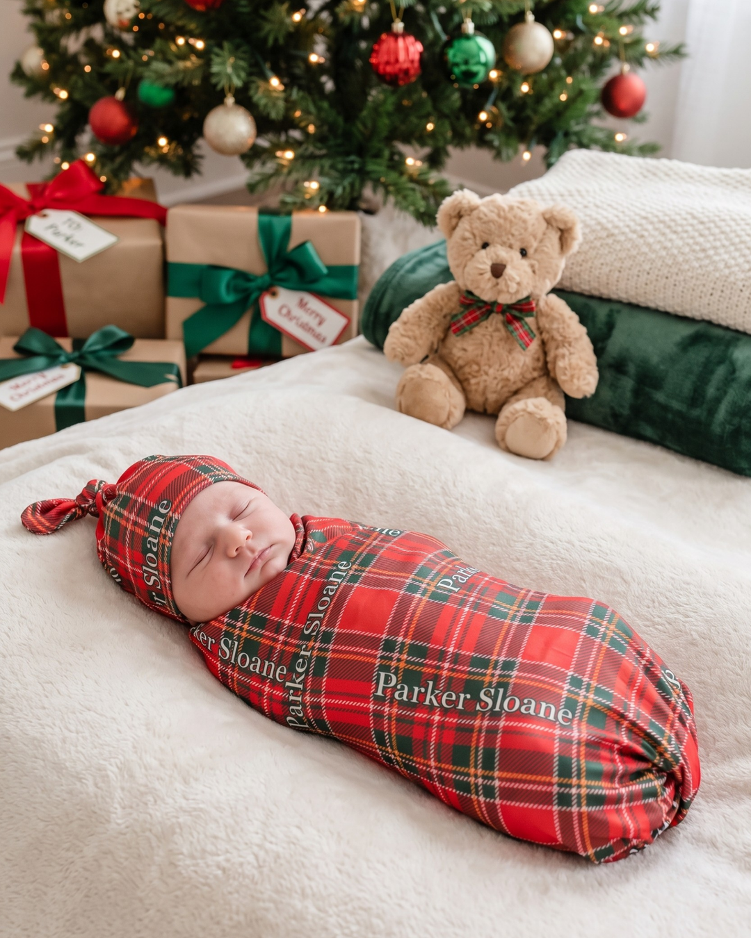 Merry Little Plaid Bamboo Swaddle Blanket