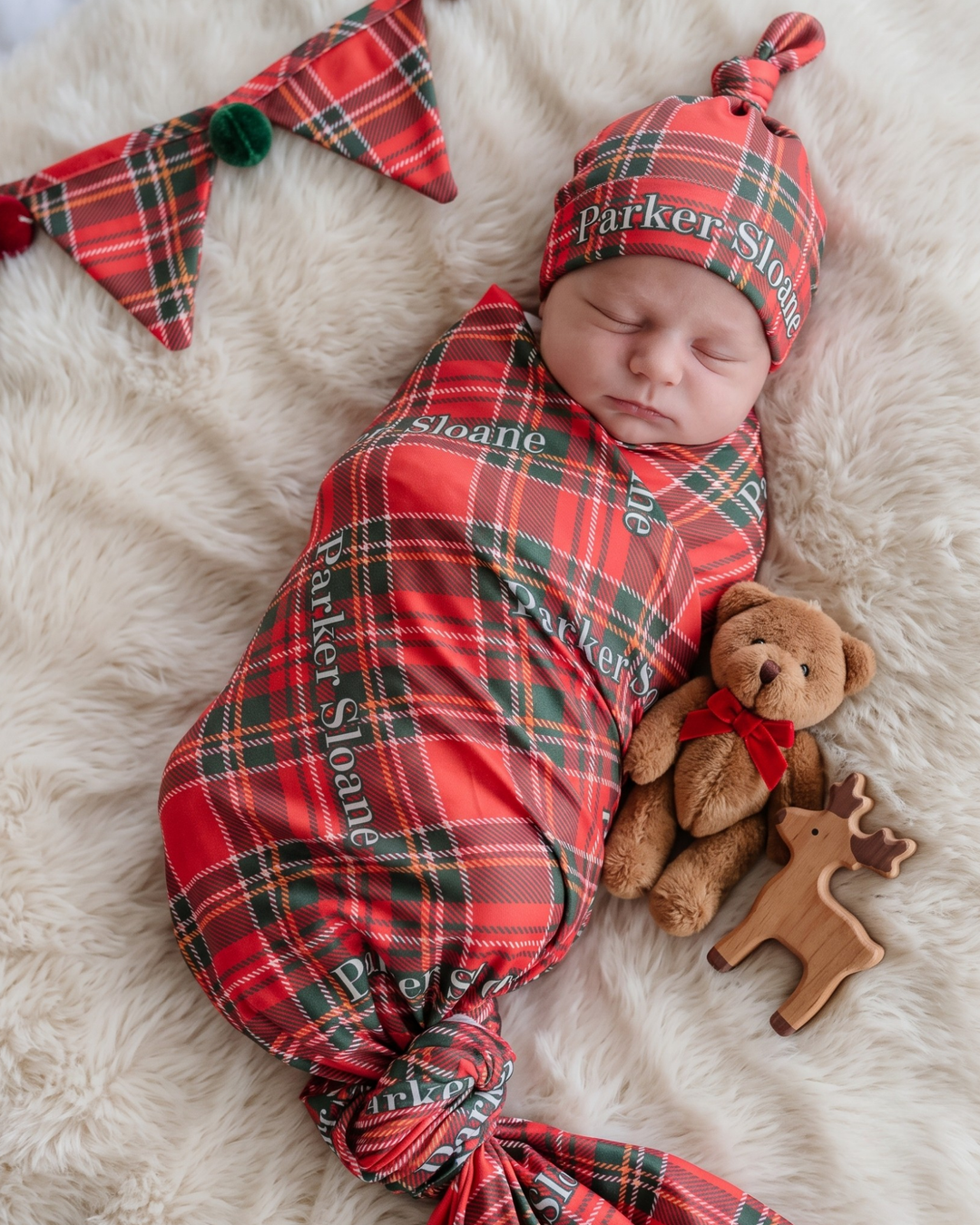 Merry Little Plaid Bamboo Swaddle Blanket