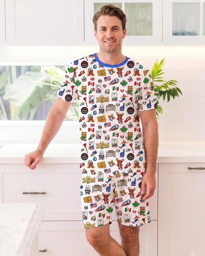 Soccer Cup 2026 Family Matching Bamboo Men Short Sleeve Short Pajama Set