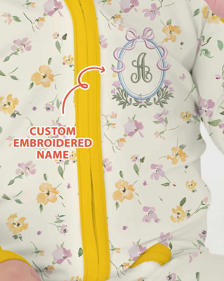 Custom Embroidered Name Floral Bamboo Convertible Zippy