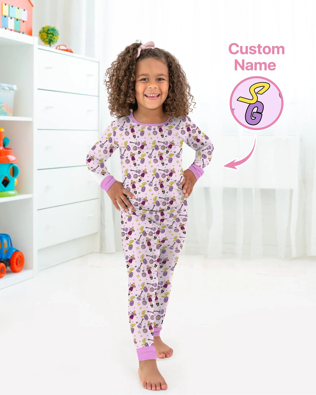 Custom Name Mini Rockstar Two Piece Long Sleeve Pajama Set