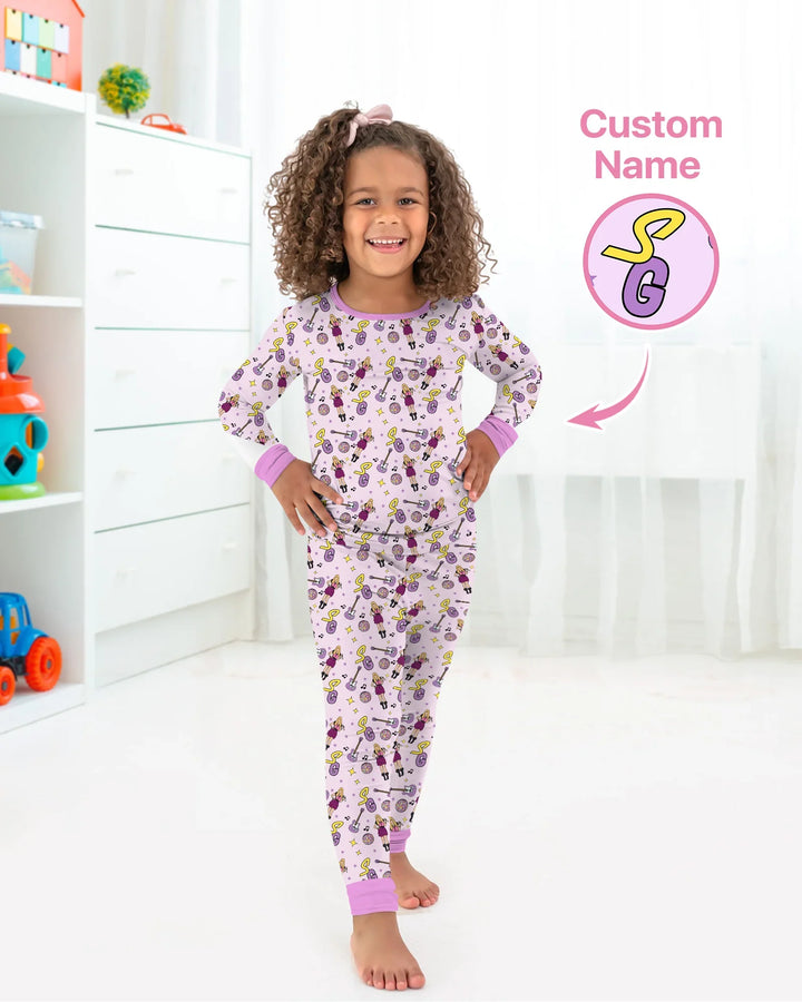 Custom Name Mini Rockstar Two Piece Long Sleeve Pajama Set