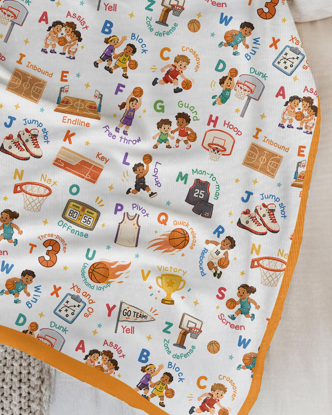 Basketball Alphabet Bamboo Blanket