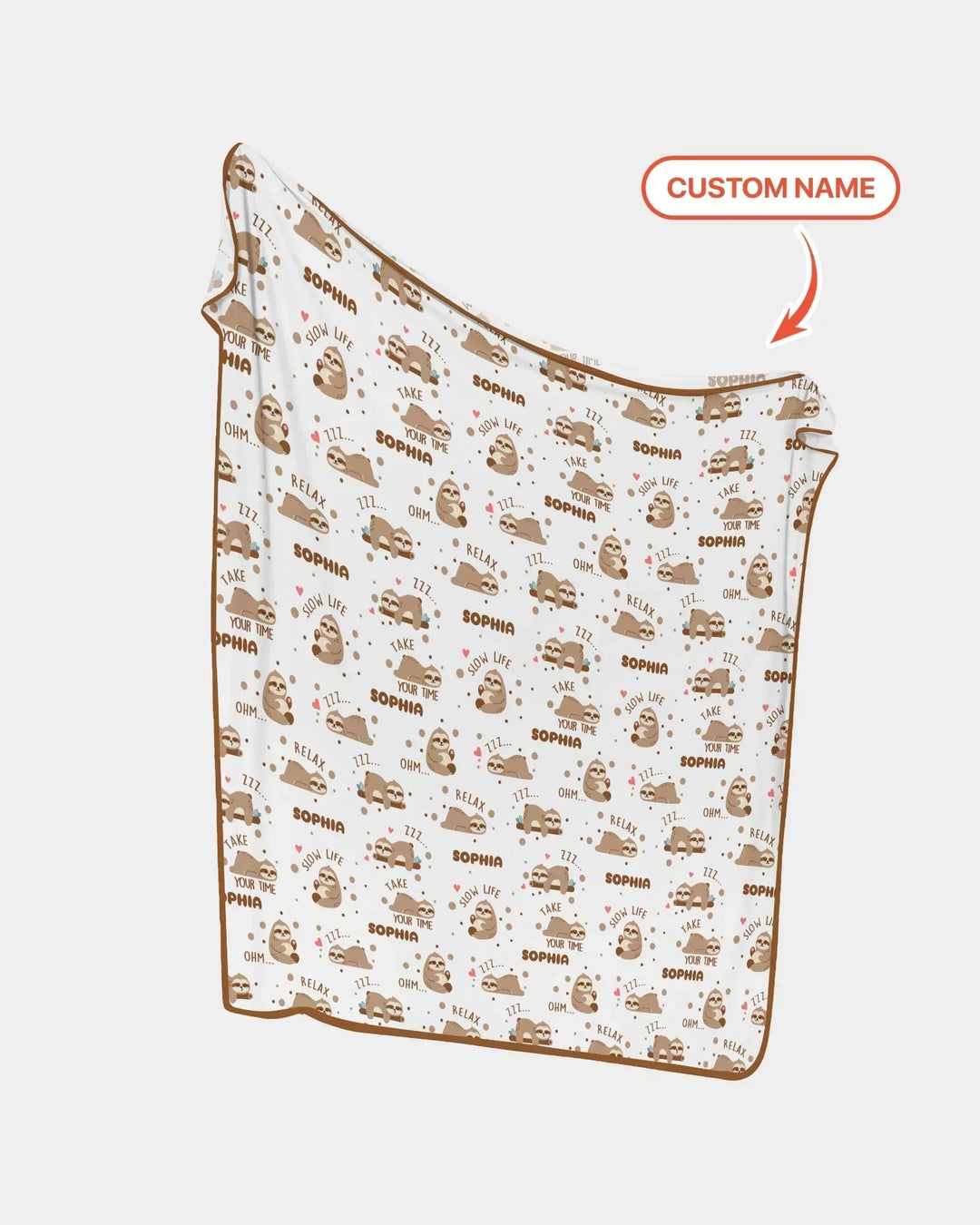 Custom Name Cute Sloth Bamboo Blanket