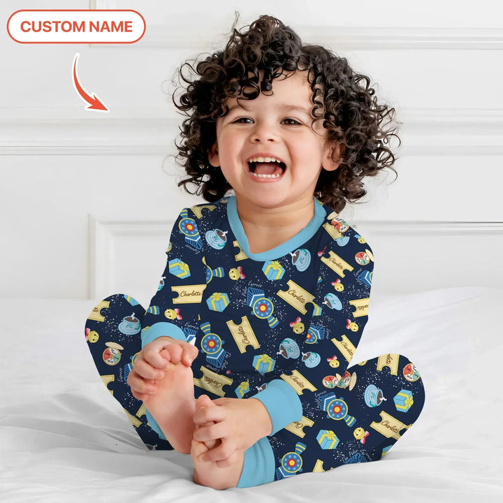 Express Train Christmas Bamboo Two Piece Long Sleeve Pajama Set