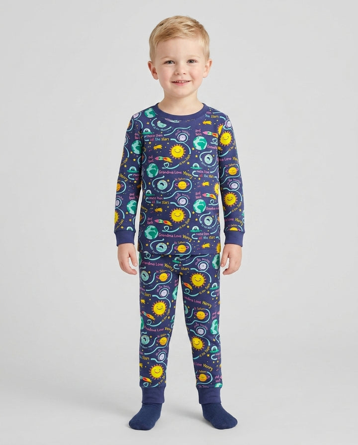 Love to the Moon and Back  Bamboo Two Piece Long Sleeve Pajama Set