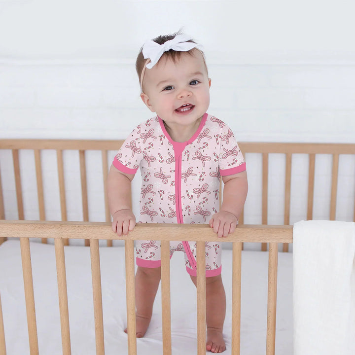 Pink Candy Bows Bamboo Shorty Zippy