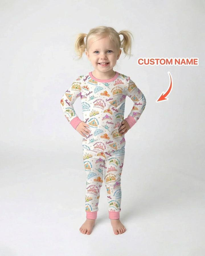 Daughter Of The King Custom Name Bamboo Two Piece Long Sleeve Pajama Set
