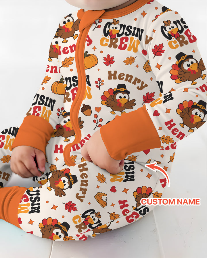 Personalized Cousin Crew Thanksgiving Bamboo Convertible Zippy