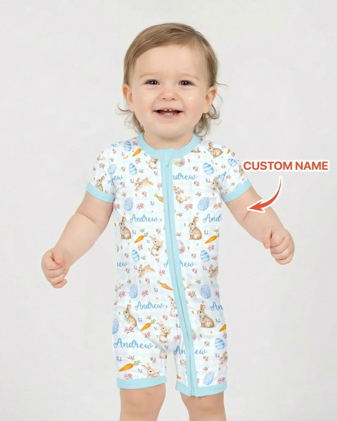 Custom Name Bunny Garden Bamboo Shorty Zippy