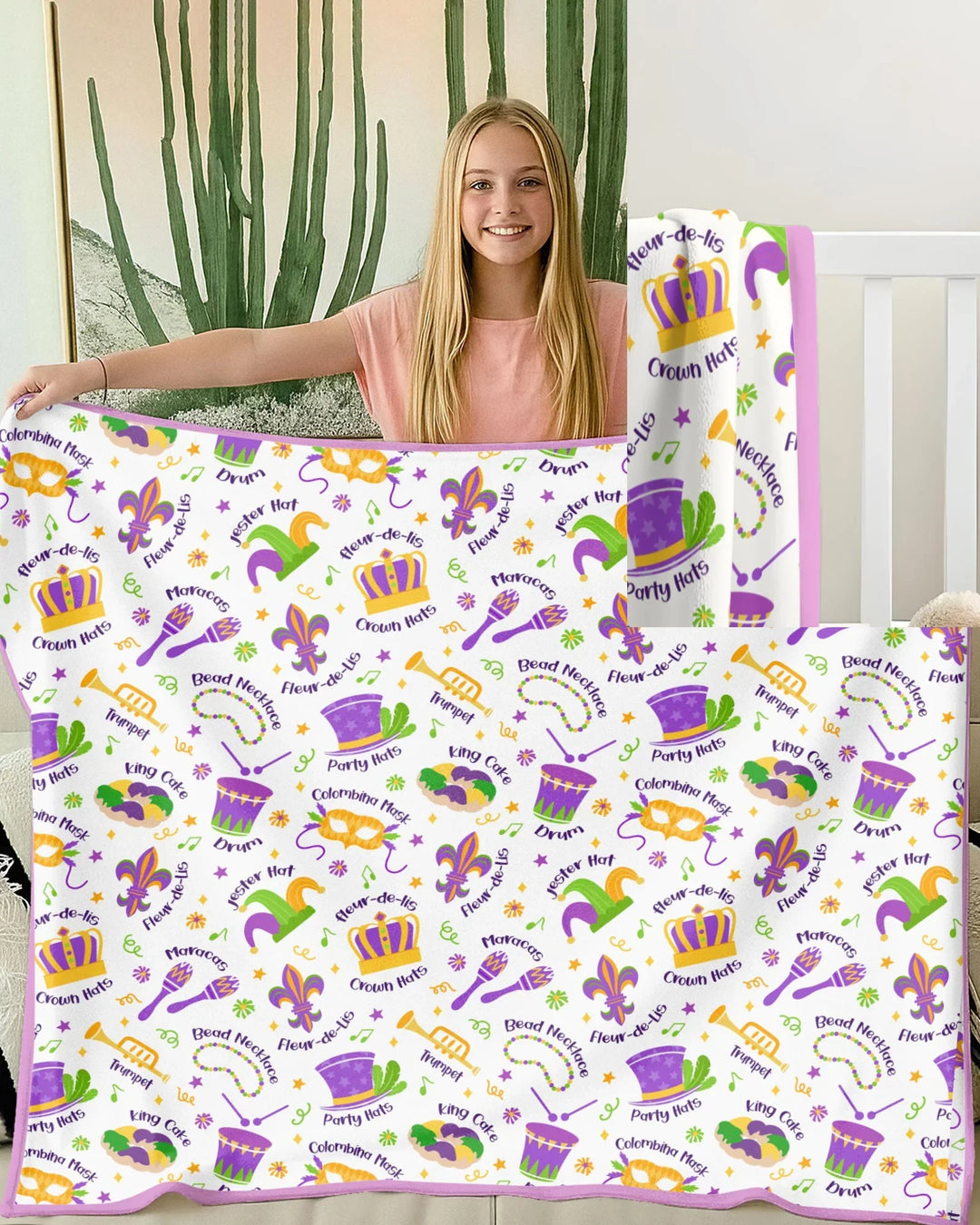 Mardi Gras Family Matching Toddler Bamboo Blanket