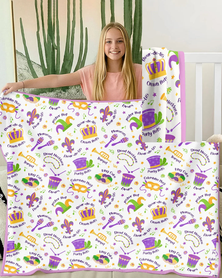 Mardi Gras Family Matching Toddler Bamboo Blanket