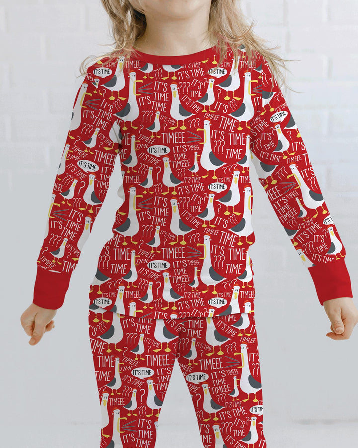 Funny Seagull It's Time Bamboo Two Piece Long Sleeve Pajama Set
