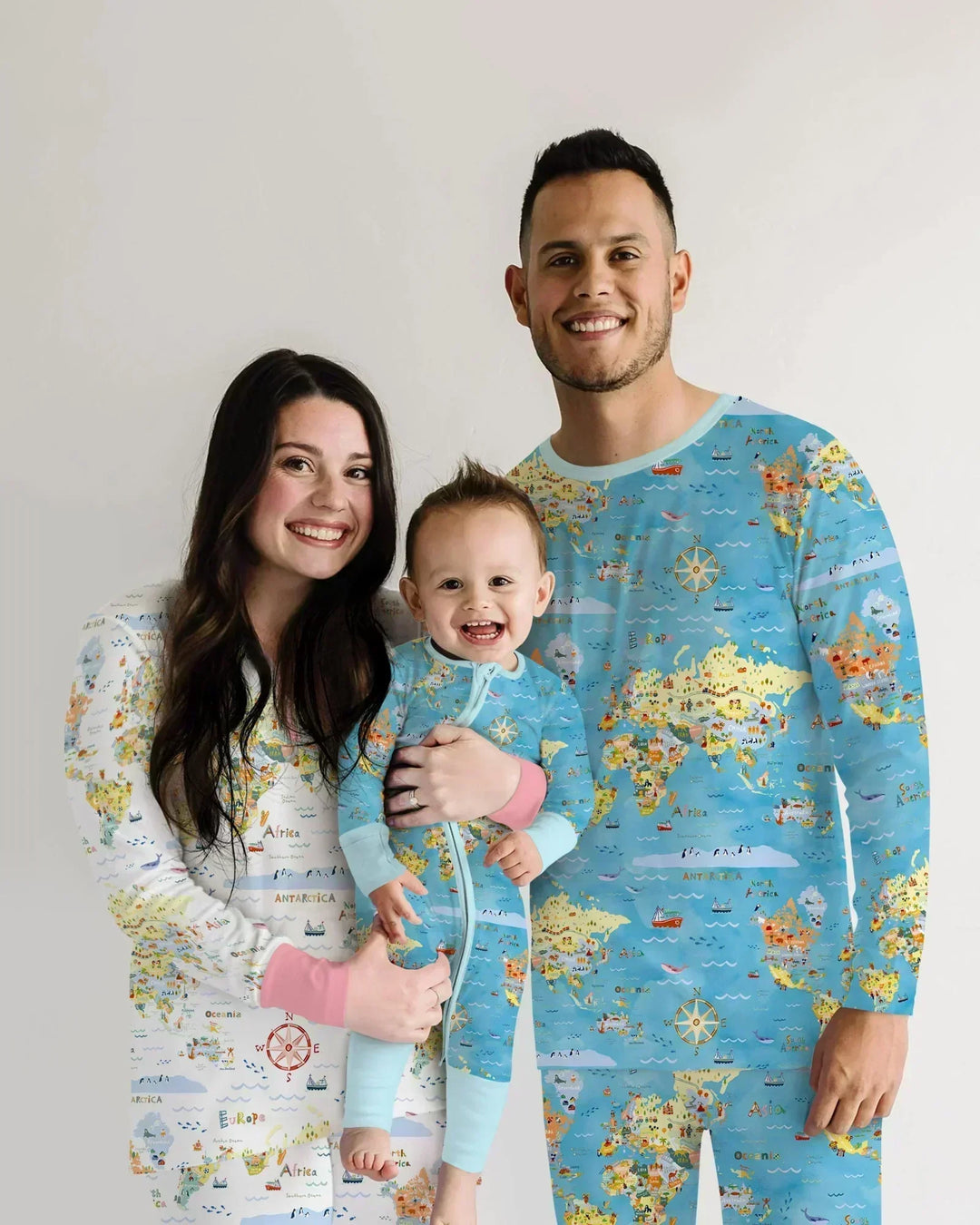 Whimsical World Map Family Matching Bamboo Men's Pajama Set